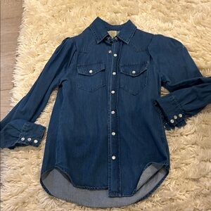 TORN BY RONNY KOBO DENIM SHIRT TOP SIZE XS